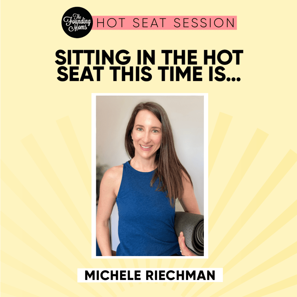 photo of Michele Riechman with words sitting in the hot seat this time is...