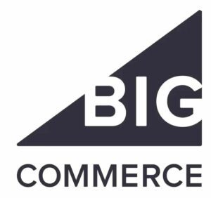 BigCommerce Logo with words BIG in dark navy triangle and commerce underneath.